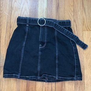 Black Denim Mini Skirt